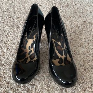 Jessica Simpson glossy black heels